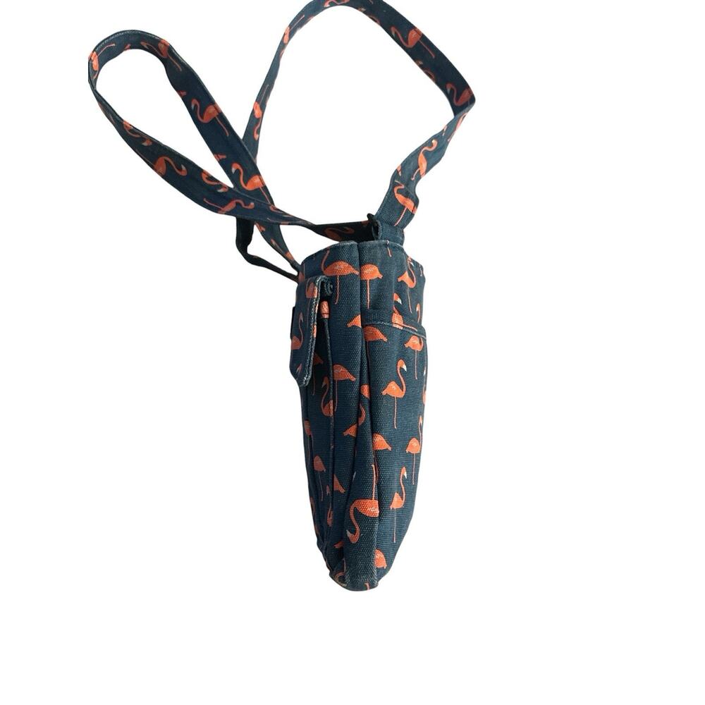 KAVU Keeper Flamingo Print Crossbody Bag Adjustable Strap Blue Pink Canvas Purse - Picture 5 of 9